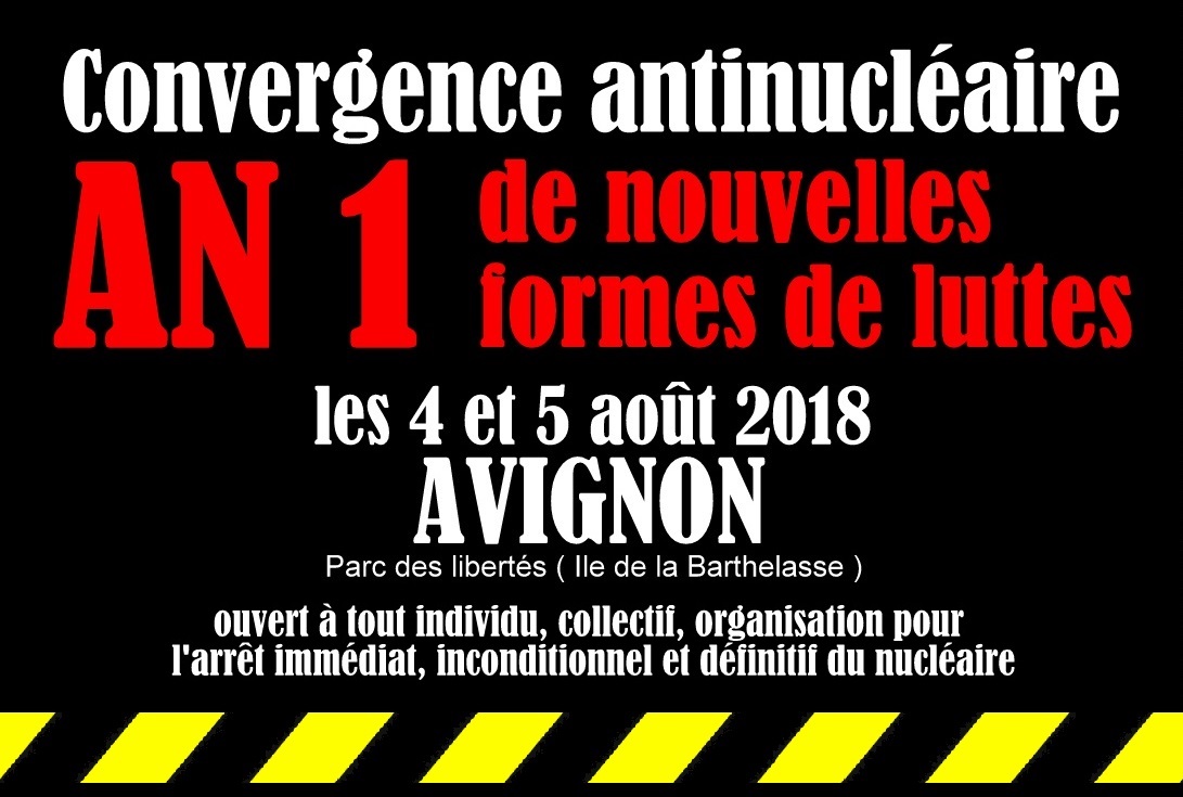 Rencontres Convergence antinucleaire 2018, 4 et 5 aout au Parc des Libertés d'Avignon