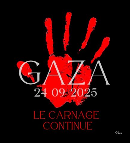 Open hand imprint, blood red color