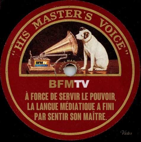 Hand holding smartphone like call to digital revolution retro style icon