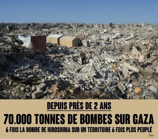 7O.OOO tonnes de bombes sur Gaza